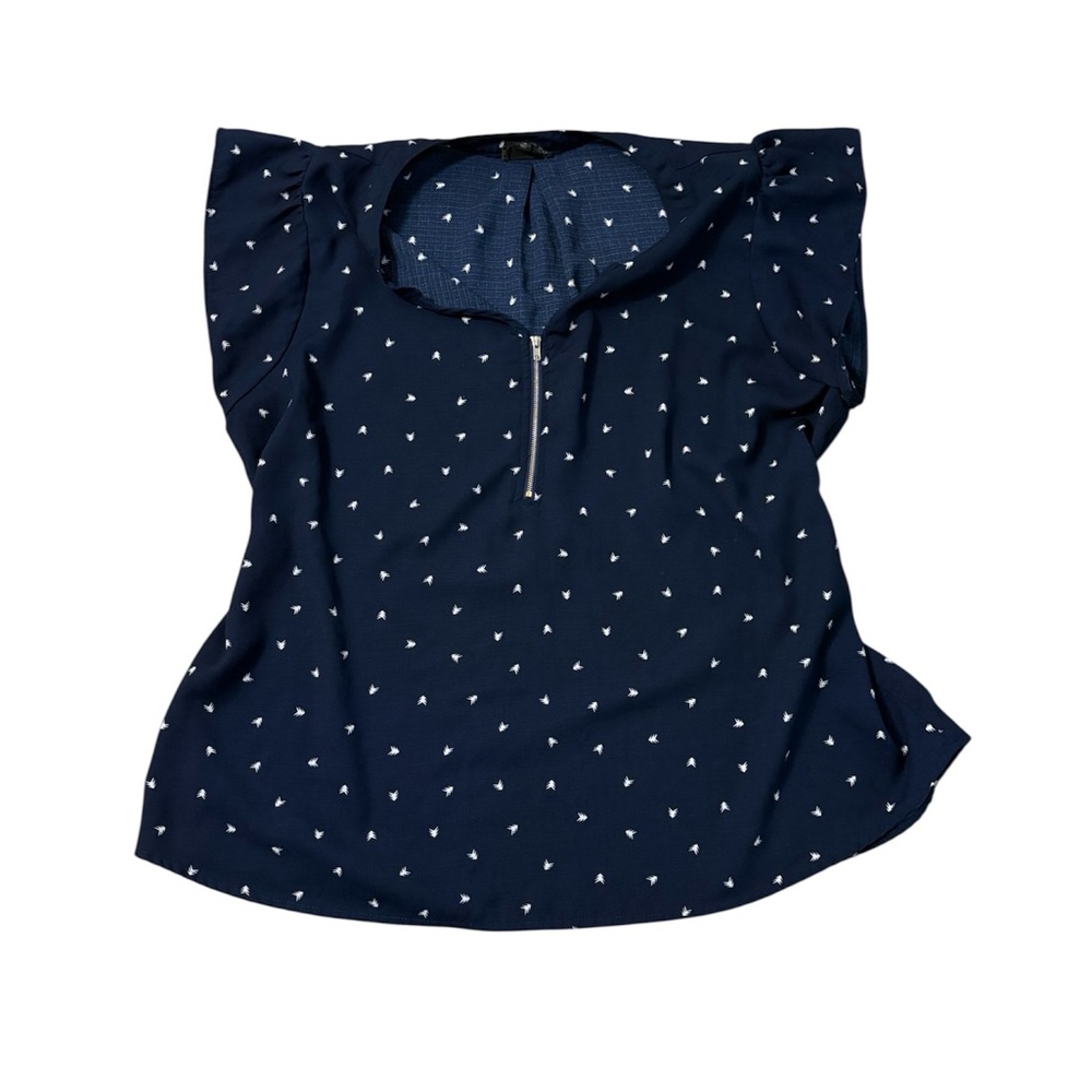 Blu Pepper Navy Blouse with White Accents